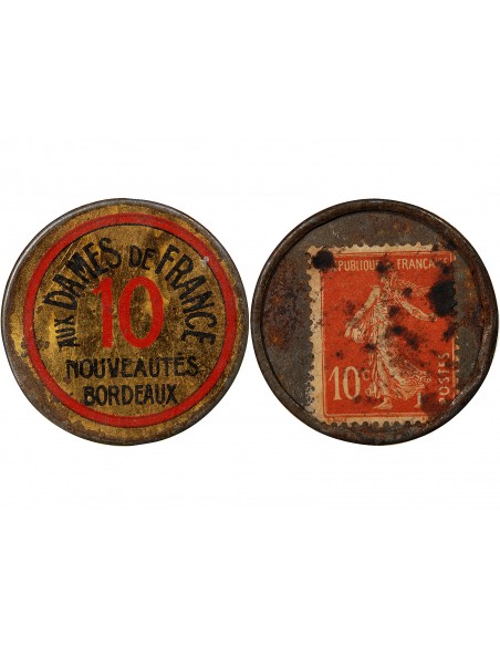 Aux Dames De France Bordeaux Timbre Monnaie Cts Rouge Aluminium