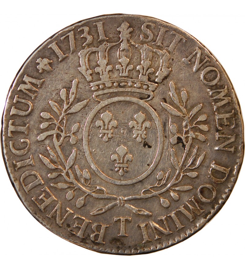 LOUIS XV ECU AUX BRANCHES D OLIVIER 1731 T NANTES R2 Argent TB