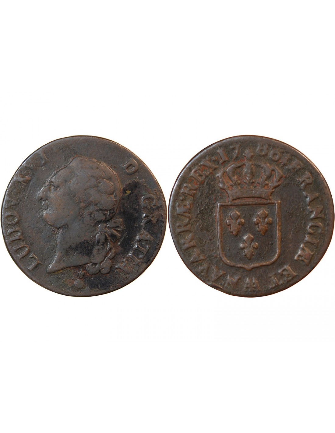 LOUIS XVI SOL 1786 AA METZ Cuivre TB Suffren Numismatique