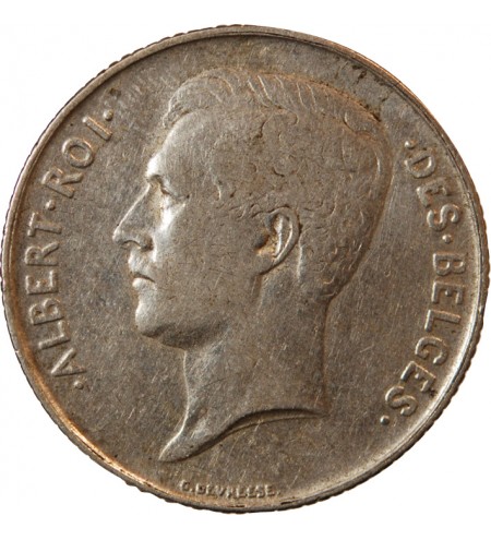 BELGIQUE ALBERT Ier 1 FRANC ARGENT 1912 Légende française Argent