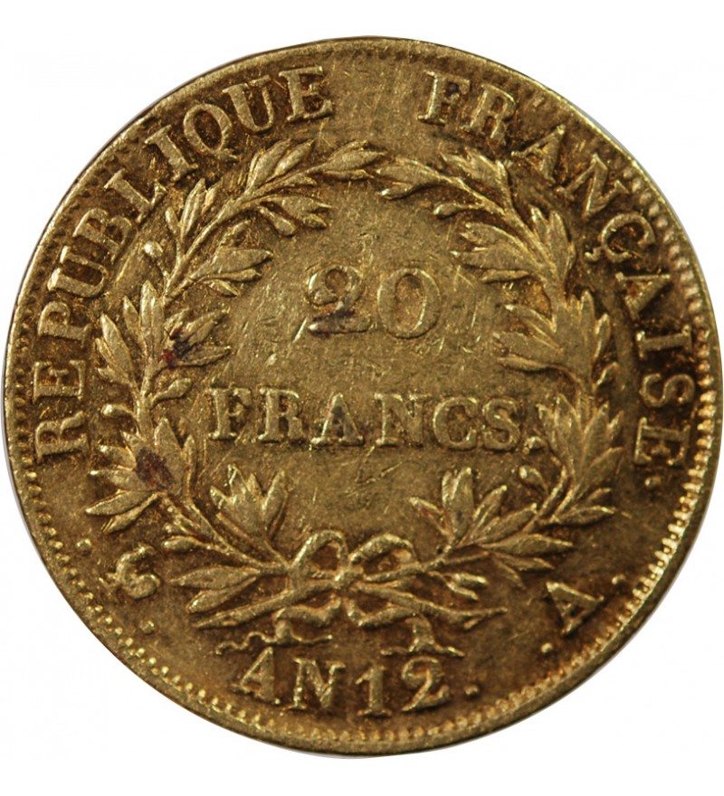 NAPOLEON Ier 20 FRANCS OR AN 12 A PARIS Type intermédiaire Or