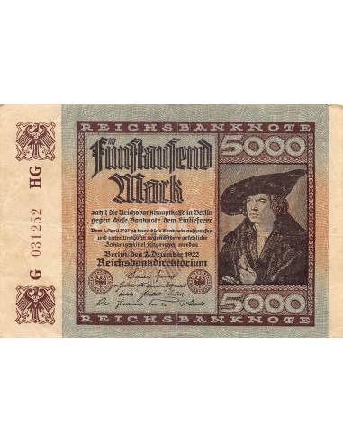 ALLEMAGNE - 5000 MARK 1922