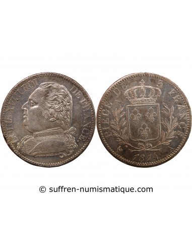 LOUIS XVIII - 5 FRANCS ARGENT 1814 A PARIS