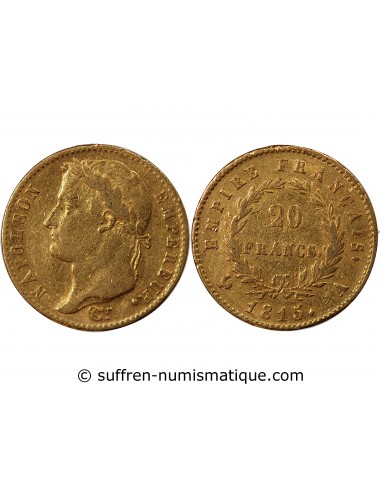 NAPOLEON Ier, CENT JOURS - 20 FRANCS OR 1815 A PARIS