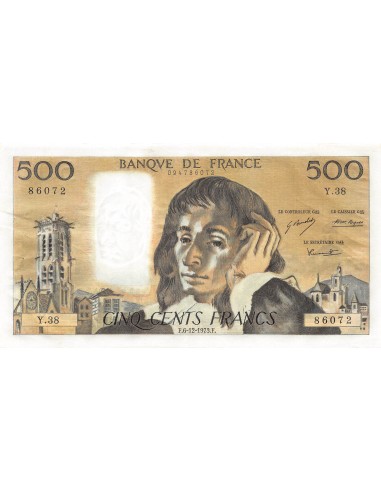 FRANCE - 500 FRANCS PASCAL 06/12/1973 - SÉRIE Y.38