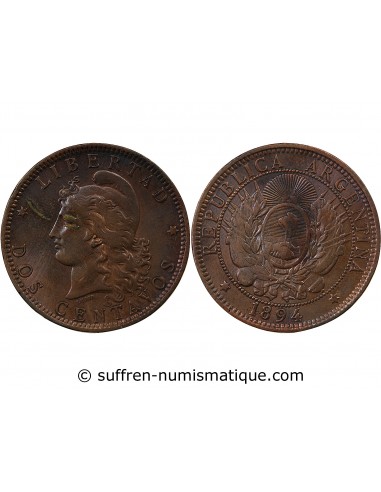 Argentine 2 Centavos Bronze 1894