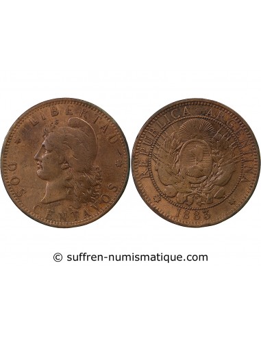 Argentine 2 Centavos Bronze 1883