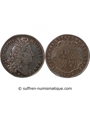 ETATS DE BRETAGNE, LOUIS XIV – JETON ARGENT 1709 SAINT BRIEUC Daniel 64