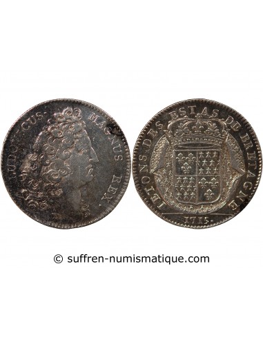 ETATS DE BRETAGNE, LOUIS XIV – JETON ARGENT 1715 SAINT BRIEUC Daniel 73