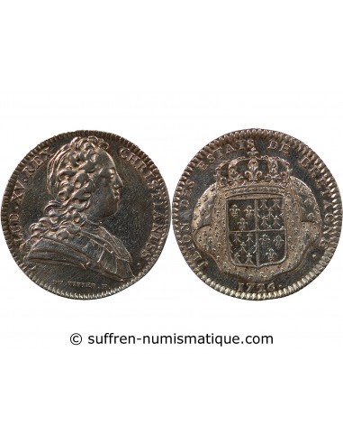 ETATS DE BRETAGNE, LOUIS XV – JETON ARGENT 1726 SAINT BRIEUC Daniel 79