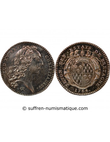 ETATS DE BRETAGNE, LOUIS XV – JETON ARGENT 1744 RENNES Daniel 95