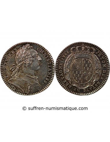 ETATS DE BRETAGNE, LOUIS XV – JETON ARGENT 1746 RENNES Daniel 97