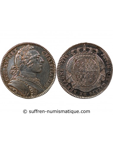 ETATS DE BRETAGNE, LOUIS XV – JETON ARGENT 1758 SAINT BRIEUC Daniel 106