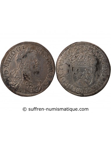 LOUIS XIV - 1/2 ECU ARGENT A LA MECHE LONGUE 1659 T NANTES - R4