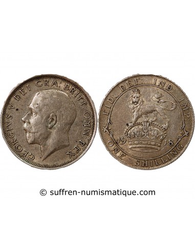 ROYAUME-UNI, GEORGE V - SHILLING ARGENT - 1ere EFFIGIE, 1918