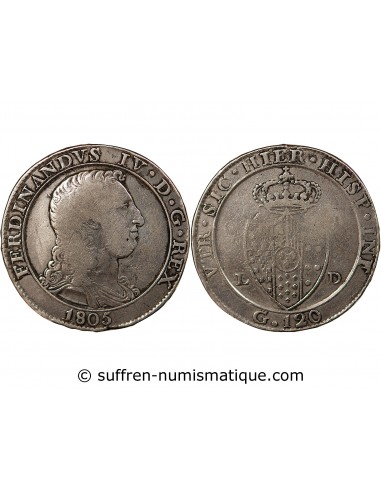 ITALIE, ROYAUME DE NAPLES, FERDINAND IV - 120 GRANA ARGENT - 1805 NAPLES