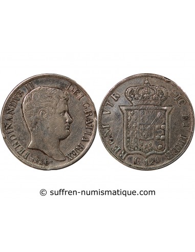 ITALIE, ROYAUME DES DEUX-SICILES, FERDINAND II - 120 GRANA ARGENT, 2nd TYPE - 1836 NAPLES