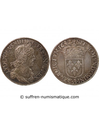 LOUIS XIII - ECU DE 60 SOLS ARGENT 1642 A PARIS