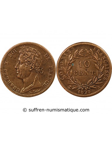 Guyane Française Charles X 10 Centimes Bronze 1829 A Paris