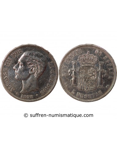 Espagne Alphonse XII d'Espagne 5 Pesetas Argent 1878 AI Madrid