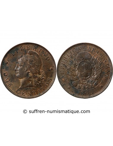 Argentine 2 Centavos Bronze 1893