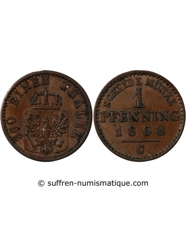 Allemagne Guillaume Ier de Prusse Pfennig Cuivre 1868 Francfort (C)