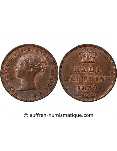 Grande Bretagne Victoria, Reine 1/2 Farthing Cuivre 1839 Londres