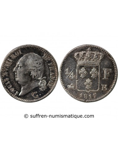 Louis XVIII 1/4 Franc Argent 1817 B Rouen