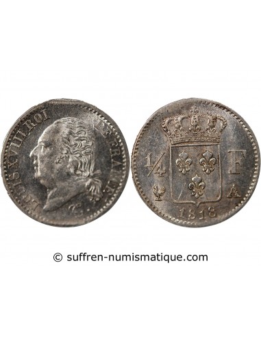 Louis XVIII 1/4 Franc Argent 1818 A Paris