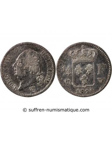 Louis XVIII 1/4 Franc Argent 1823 W Lille