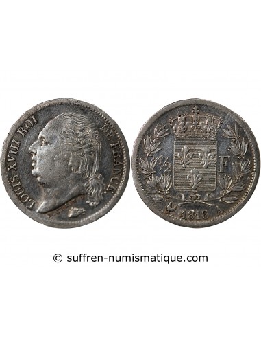 Louis XVIII 1/2 Franc Argent 1816 A Paris