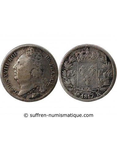 Louis XVIII 1/2 Franc Argent 1817 K Bordeaux