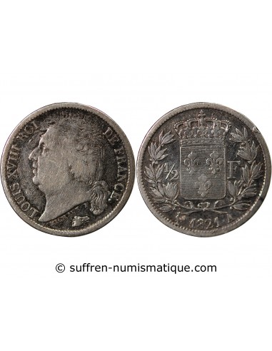 Louis XVIII 1/2 Franc Argent 1821 A Paris