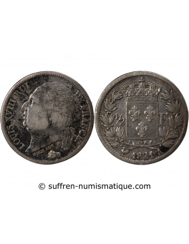 Louis XVIII 1/2 Franc Argent 1821 A Paris