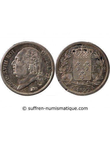 Louis XVIII 1/2 Franc Argent 1822 A Paris