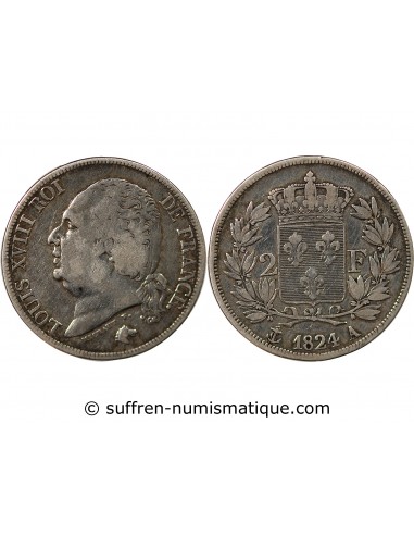 Louis XVIII 2 Francs Argent 1824 A Paris