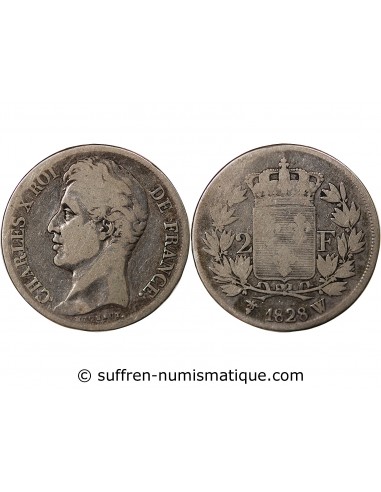 CHARLES X - 2 FRANCS ARGENT - 1828 W LILLE