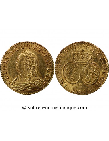 Louis XV 1 louis d'or Or 1737 B Rouen