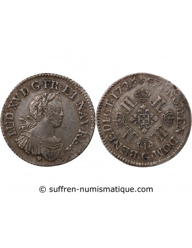 LOUIS XV - 1/4 ECU ARGENT AUX 8 L 1725 G POITIERS