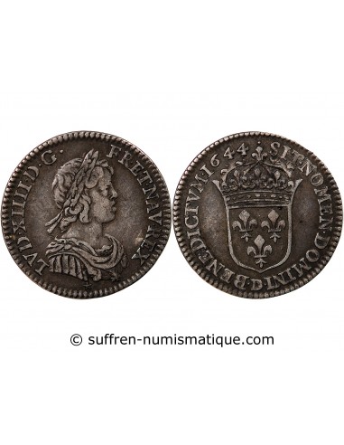 Louis XIV 1/12 Ecu Argent 1644 D Lyon