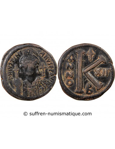 Empire Byzantin Justinien Ier 01-févr follis Cuivre 538-539 Constantinople