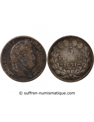 Louis-Philippe Ier 5 Francs Argent 1831 BB Strasbourg