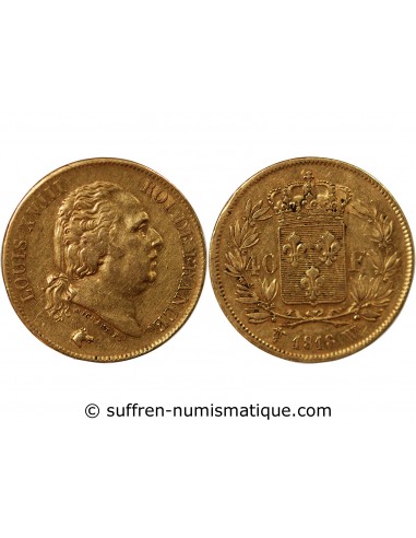 Louis XVIII 40 Francs Or 1818 W Lille