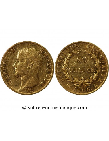 Napoléon Ier, Empereur de France, Roi d'Italie 20 Francs Or 1806 A Paris