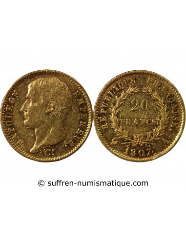 Napoléon Ier, Empereur de France, Roi d'Italie 20 Francs Or 1807 A Paris