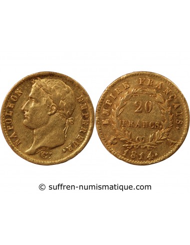 Napoléon Ier, Empereur de France, Roi d'Italie 20 Francs Or 1814 A Paris