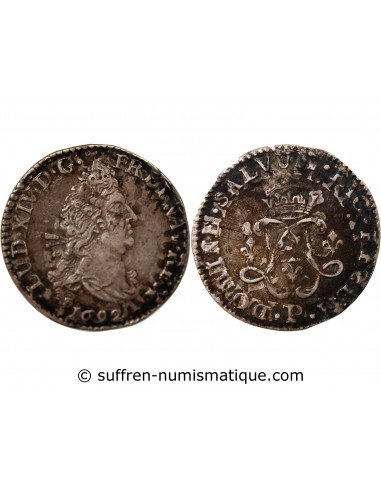 Louis XIV 4 Sols aux 2 L Couronnés Argent 1692 P Dijon