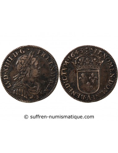 Louis XIV 1/12 Ecu Argent 1643 A Paris