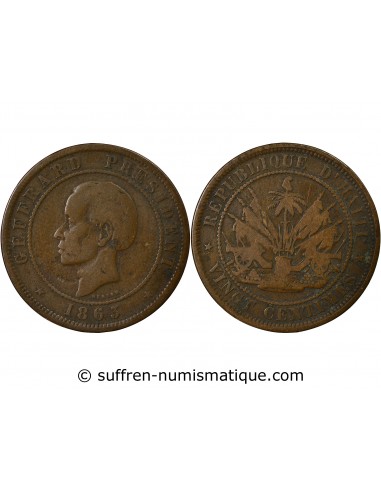 Haïti Fabre Geffrard 20 Centimes Bronze 1863 H Heaton