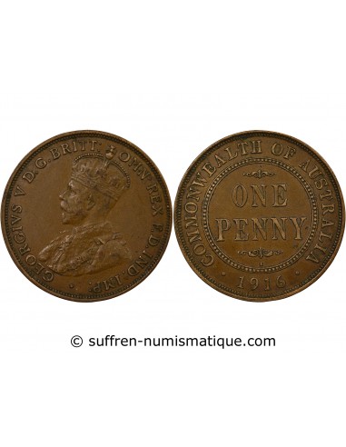 Australie George V, Roi d'Angleterre, Empereur des Indes Penny Bronze 1916 Calcutta